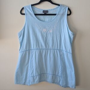 Nomadic Traders Embroidered Sleeveless Embroidered Woven Top Size Large